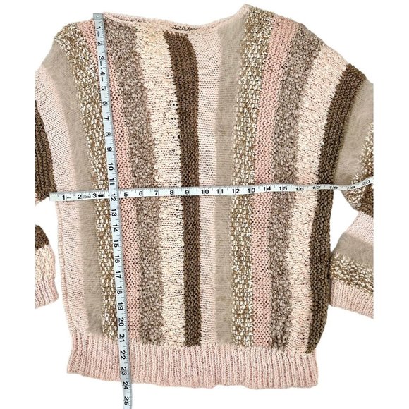 Beautiful Hand Knit Mohair Blend Sweater Women's Size Small/Med Pink Stripe NEW - Picture 7 of 8